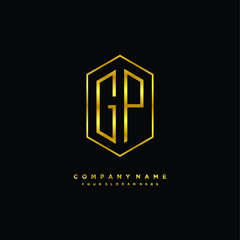 Letter GP logo minimalist luxury gold color