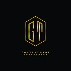 Letter GT logo minimalist luxury gold color