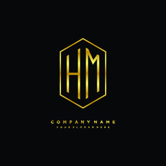Letter HM logo minimalist luxury gold color