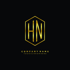 Letter HN logo minimalist luxury gold color