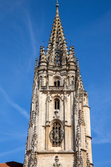 Fototapeta na wymiar Detail on Cathedral Church Tower, Oviedo; Asturias