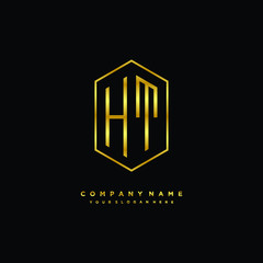 Letter HT logo minimalist luxury gold color