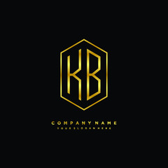 Letter KB logo minimalist luxury gold color
