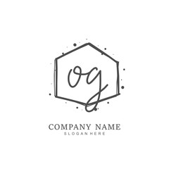 Handwritten initial letter O G OG for identity and logo. Vector logo template with handwriting and signature style.