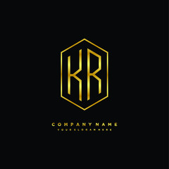 Letter KR logo minimalist luxury gold color