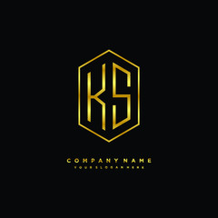 Letter KS logo minimalist luxury gold color