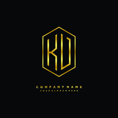 Letter KV logo minimalist luxury gold color