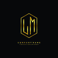 Letter LM logo minimalist luxury gold color