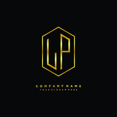 Letter LP logo minimalist luxury gold color