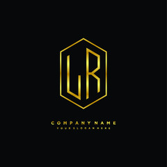 Letter LR logo minimalist luxury gold color