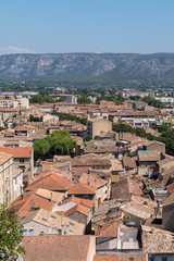 Fototapeta na wymiar viewpoint top aerial view Cavaillon city in Provence France