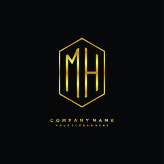 Letter MH logo minimalist luxury gold color
