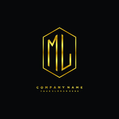 Letter ML logo minimalist luxury gold color