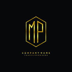 Letter MP logo minimalist luxury gold color