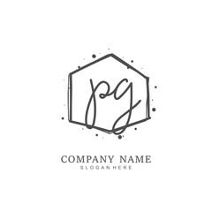Handwritten initial letter PG PG for identity and logo. Vector logo template with handwriting and signature style.