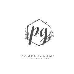 Handwritten initial letter PG PG for identity and logo. Vector logo template with handwriting and signature style.