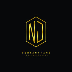 Letter NJ logo minimalist luxury gold color