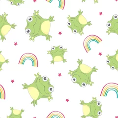 Fotobehang Seamless pattern with frog and the rainbow. © Maryam Hamila