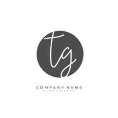 Handwritten initial letter T G TG for identity and logo. Vector logo template with handwriting and signature style.