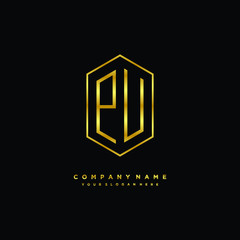 Letter PU logo minimalist luxury gold color