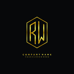 Letter RW logo minimalist luxury gold color