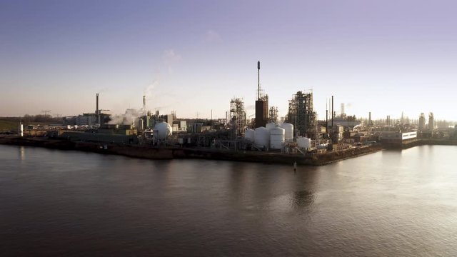 Aerial of factory Chemours at the river Beneden Merwede, the Netherlands