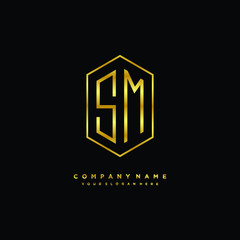 Letter SM logo minimalist luxury gold color