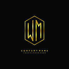 Letter WM logo minimalist luxury gold color