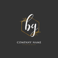 Handwritten initial letter B G BG for identity and logo. Vector logo template with handwriting and signature style.
