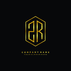 Letter ZR logo minimalist luxury gold color