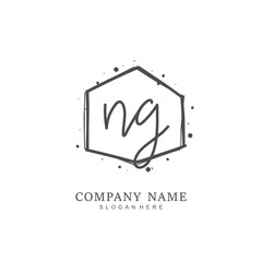 Handwritten initial letter N G NG for identity and logo. Vector logo template with handwriting and signature style.