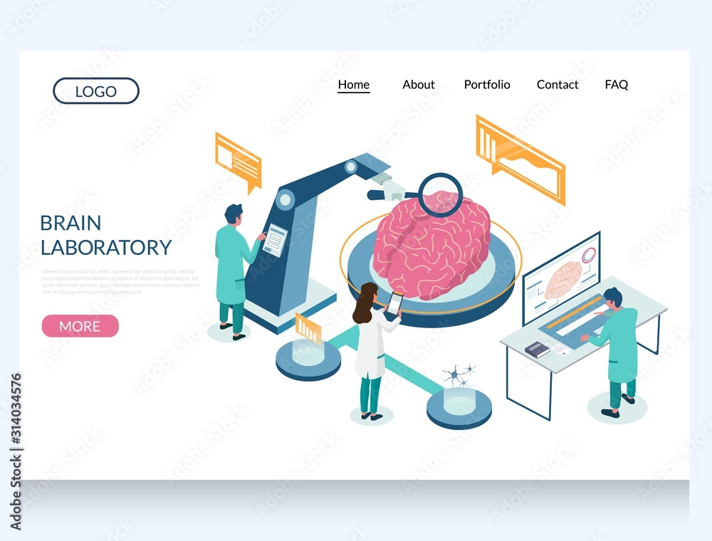 Wall mural brain laboratory vector website landing page design template
