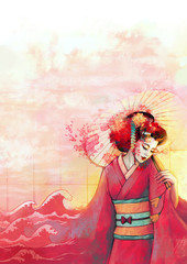 Obraz na płótnie Canvas Kanagawa Geisha 