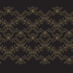Seamless pattern with vintage golden baroque floral decorative elements. Vector.