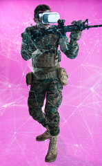 soldier using  virtual reality headset