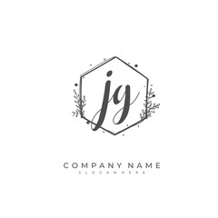Handwritten initial letter J G JG for identity and logo. Vector logo template with handwriting and signature style.