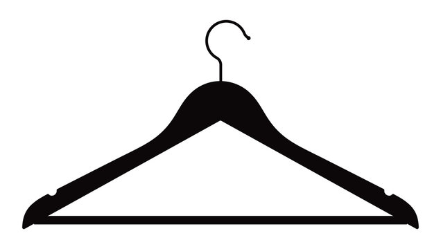Silhouette of a clothes hanger on a white background. Vector illustration.