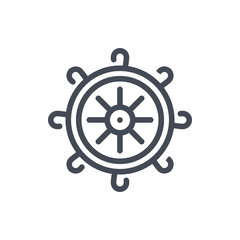 Helm line icon. Ship handwheel vector outline sign.