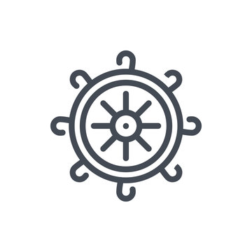 Helm line icon. Ship handwheel vector outline sign.