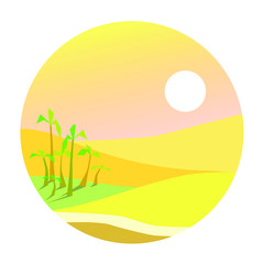 A small oasis in a desert, vector illustration