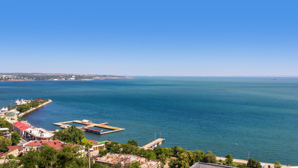 magnificent summer landscape with views of the sea and the embankment of the city of Kerch from mount Mithridates