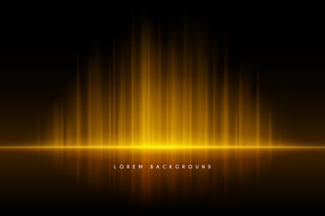 Abstract gold lights with reflection background