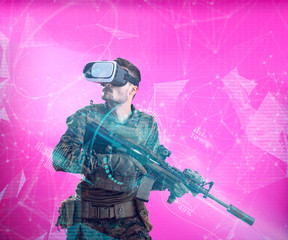 soldier using  virtual reality headset