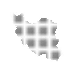 Abstract dotted polka dots pixel particle Iran map. Vector eps10