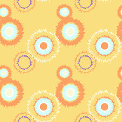 abstract bright pattern with  circles on orange background, vector seamless pattern 