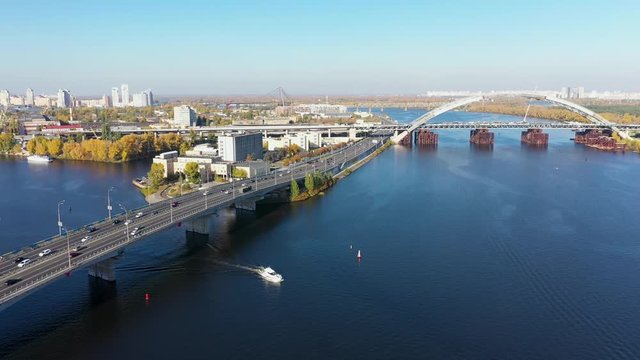 Aerial view of Havansky bridge and Rybalskyi Peninsula