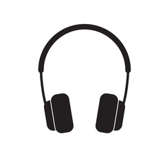 Headphone icon silhouette black on white isolated background. Vector image
