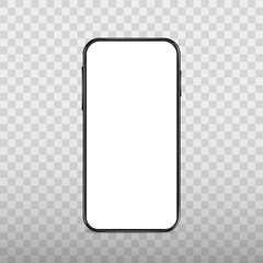 Black smartphone template, blank display, mobile gadget, cellphone frame, modern mobile device, vector icon, mock up.
