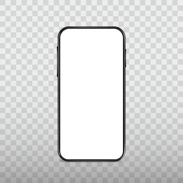 Black smartphone template, blank display, mobile gadget, cellphone frame, modern mobile device, vector icon, mock up.
