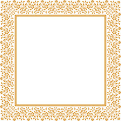 Decorative frame Elegant vector element for design in Eastern style, place for text. Floral golden border. Lace illustration for invitations and greeting cards.